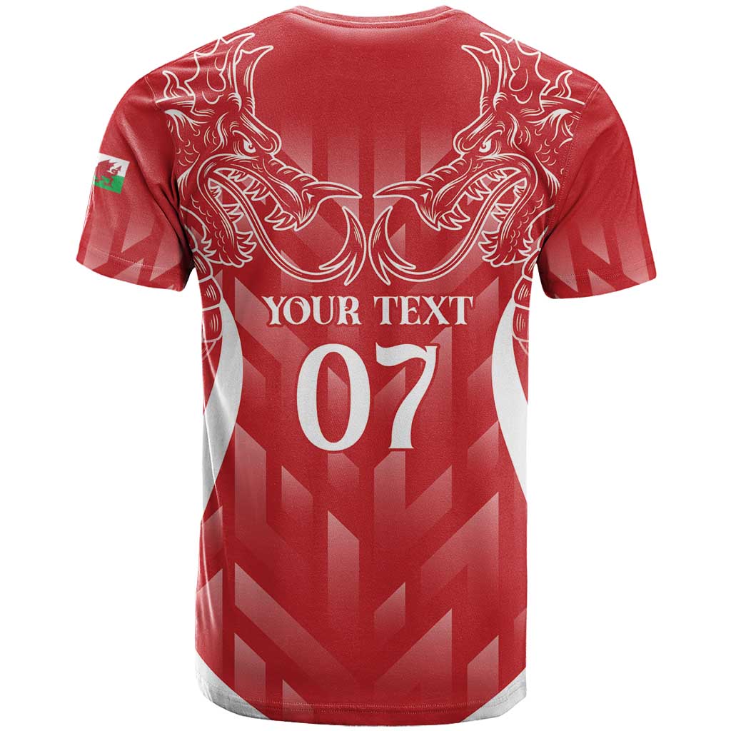 Wales Rugby Personalised T Shirt Heraldic Dragon Basic Red - Wonder Print Shop