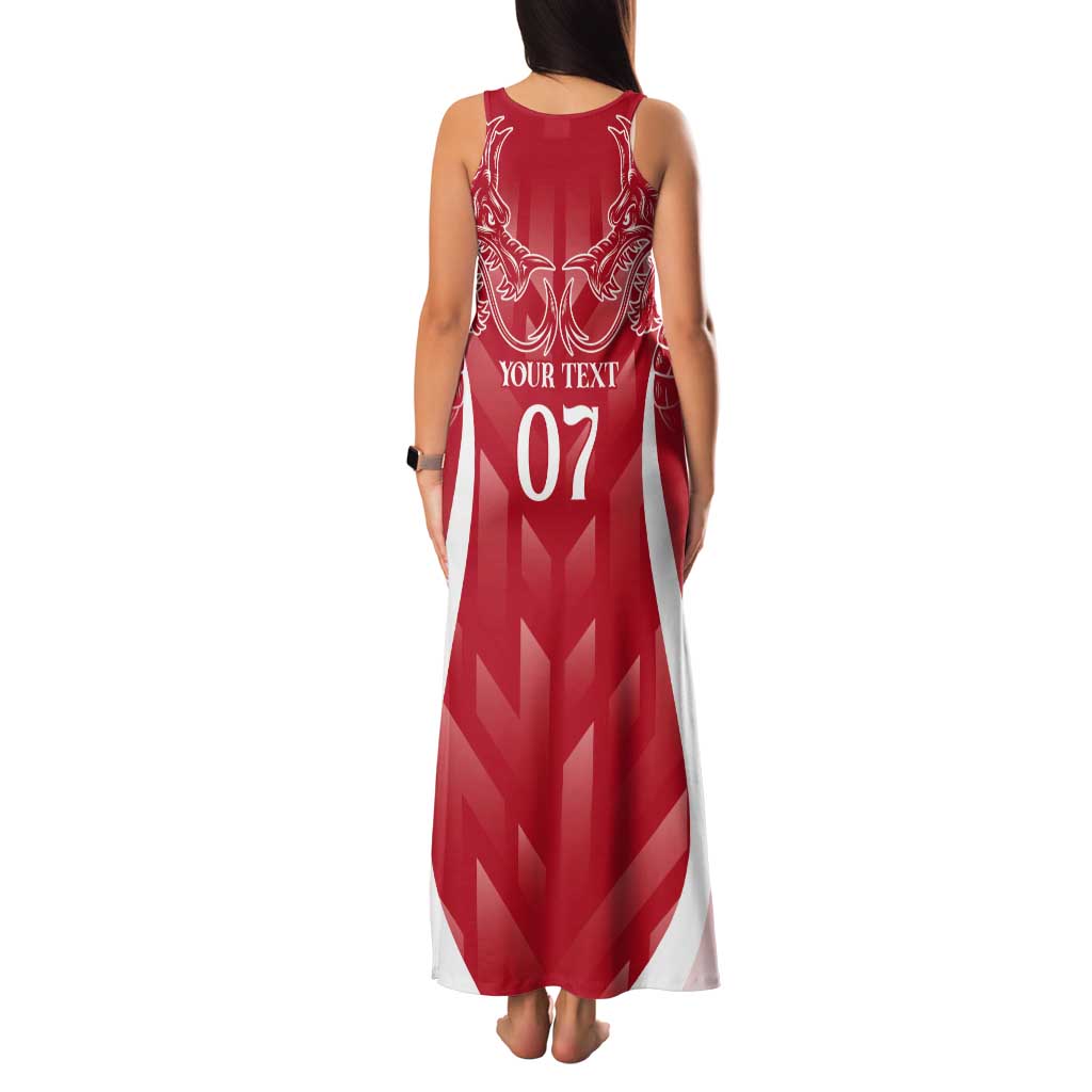 Wales Rugby Personalised Tank Maxi Dress Heraldic Dragon Basic Red - Wonder Print Shop