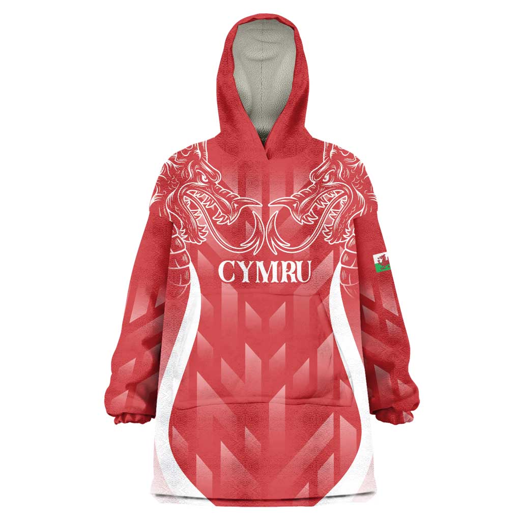 Wales Rugby Personalised Wearable Blanket Hoodie Heraldic Dragon Basic Red - Wonder Print Shop