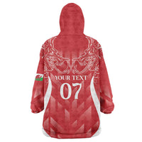 Wales Rugby Personalised Wearable Blanket Hoodie Heraldic Dragon Basic Red - Wonder Print Shop