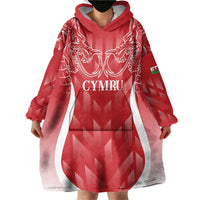 Wales Rugby Personalised Wearable Blanket Hoodie Heraldic Dragon Basic Red - Wonder Print Shop