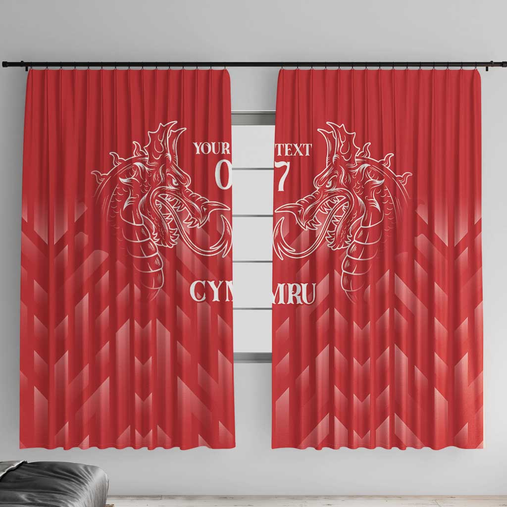 Wales Rugby Personalised Window Curtain Heraldic Dragon Basic Red - Wonder Print Shop