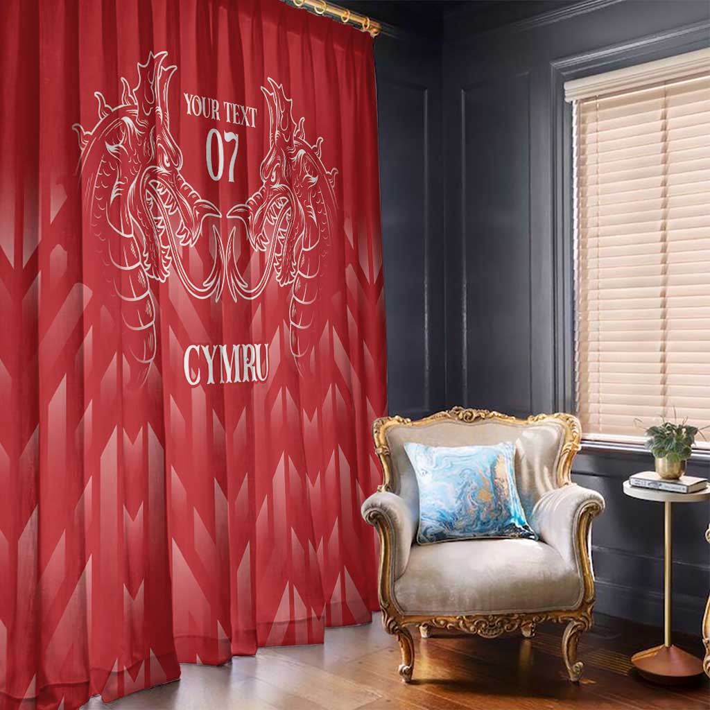Wales Rugby Personalised Window Curtain Heraldic Dragon Basic Red - Wonder Print Shop