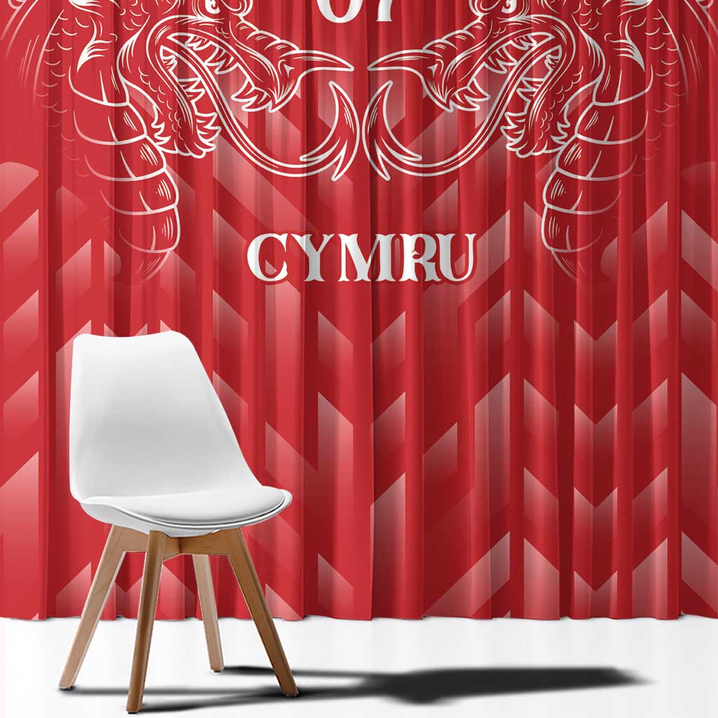 Wales Rugby Personalised Window Curtain Heraldic Dragon Basic Red - Wonder Print Shop