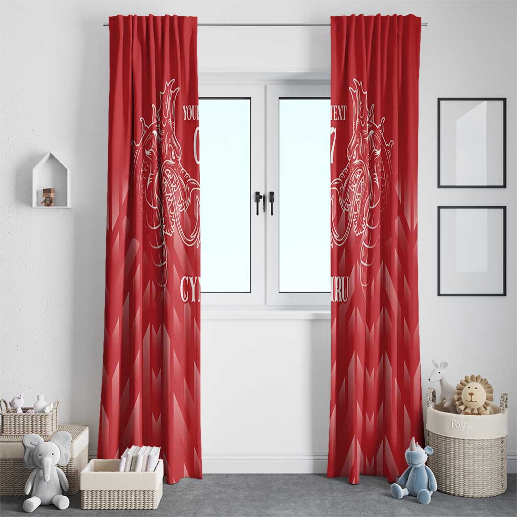 Wales Rugby Personalised Window Curtain Heraldic Dragon Basic Red - Wonder Print Shop
