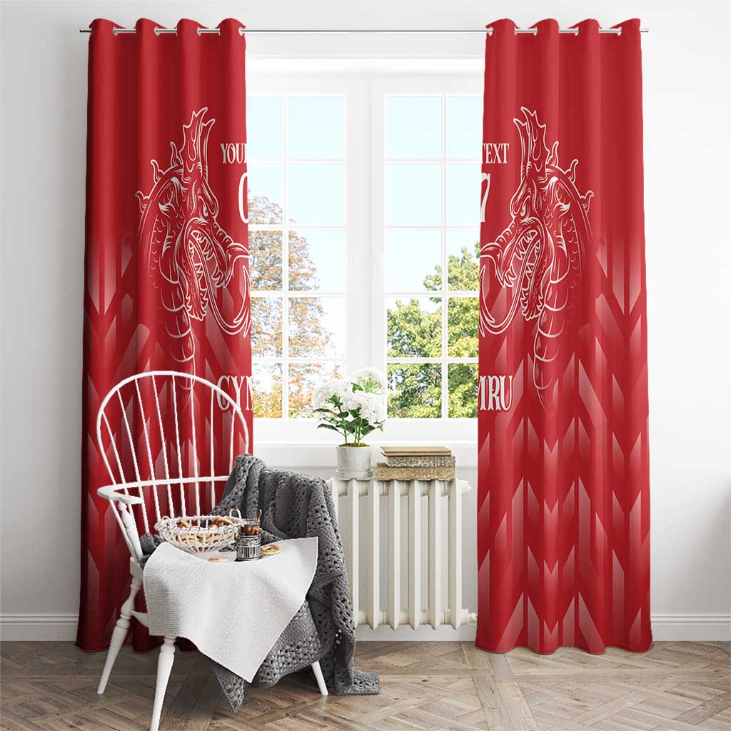 Wales Rugby Personalised Window Curtain Heraldic Dragon Basic Red - Wonder Print Shop