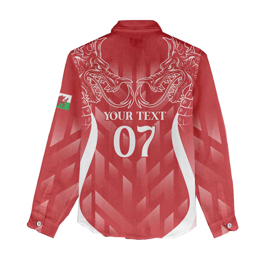 Wales Rugby Personalised Women Casual Shirt Heraldic Dragon Basic Red - Wonder Print Shop