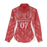 Wales Rugby Personalised Women Casual Shirt Heraldic Dragon Basic Red - Wonder Print Shop