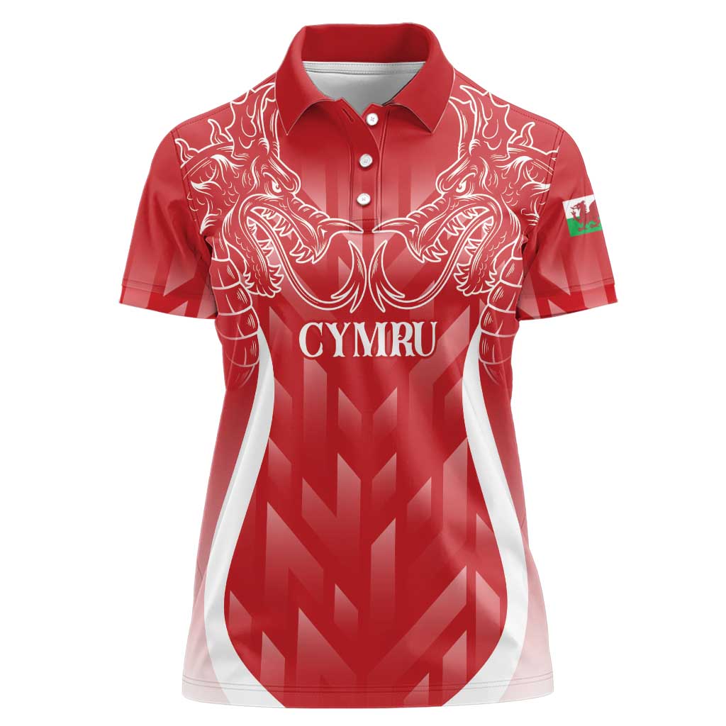 Wales Rugby Personalised Women Polo Shirt Heraldic Dragon Basic Red - Wonder Print Shop