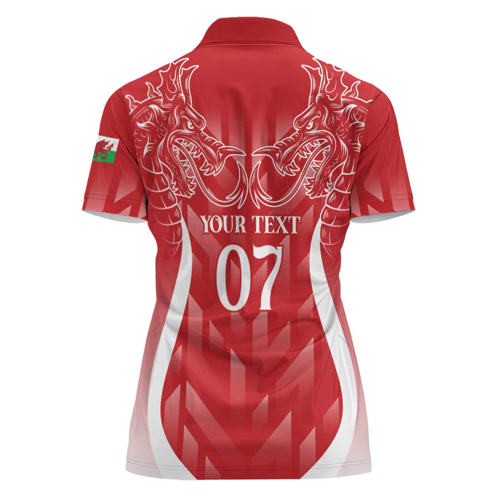 Wales Rugby Personalised Women Polo Shirt Heraldic Dragon Basic Red - Wonder Print Shop