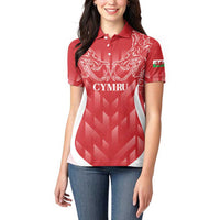 Wales Rugby Personalised Women Polo Shirt Heraldic Dragon Basic Red - Wonder Print Shop