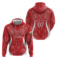Wales Rugby Personalised Zip Hoodie Heraldic Dragon Basic Red - Wonder Print Shop