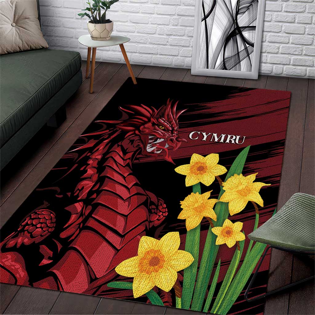 Wales Cymru Am Byth Area Rug Dragon & Daffodil