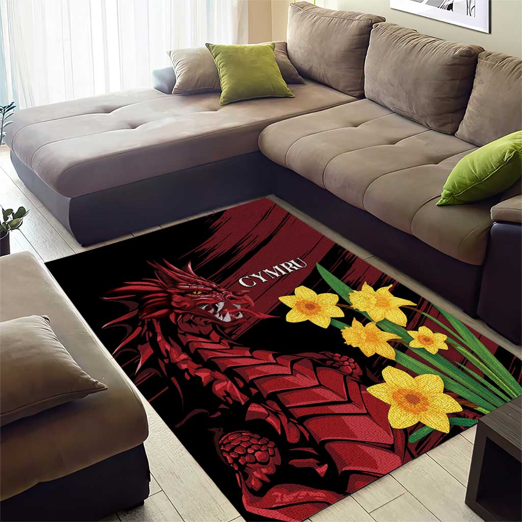 Wales Cymru Am Byth Area Rug Dragon & Daffodil