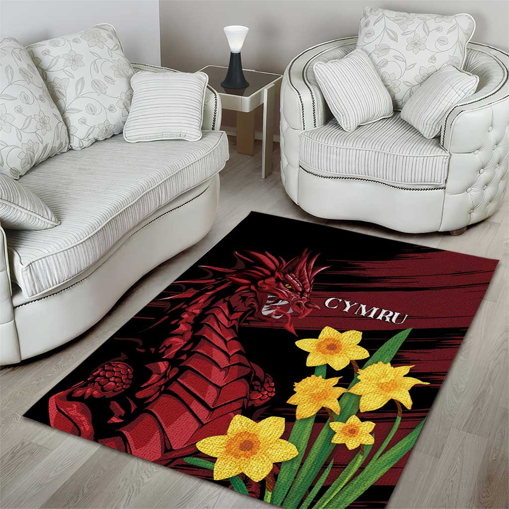 Wales Cymru Am Byth Area Rug Dragon & Daffodil