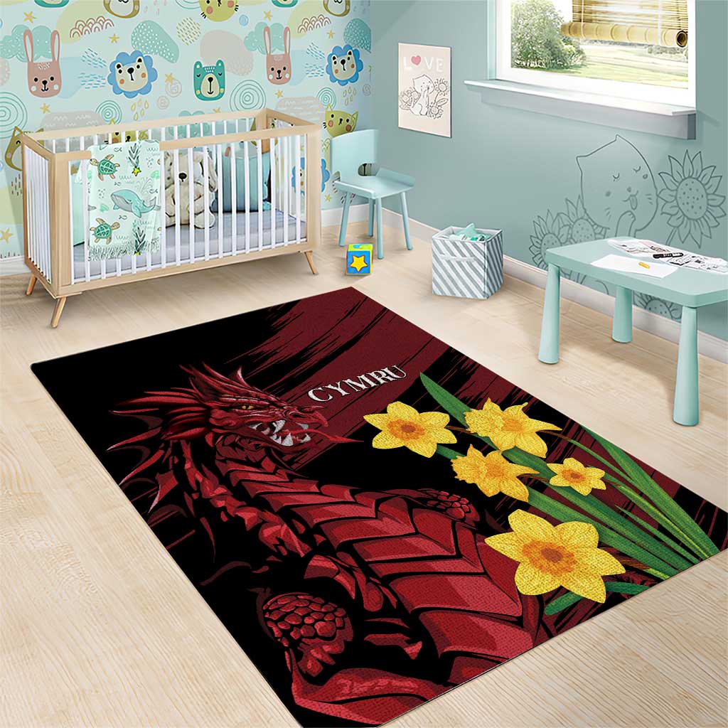 Wales Cymru Am Byth Area Rug Dragon & Daffodil