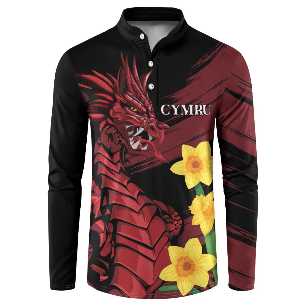 Wales Cymru Am Byth Button Sweatshirt Dragon & Daffodil