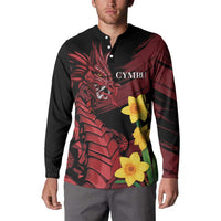 Wales Cymru Am Byth Button Sweatshirt Dragon & Daffodil