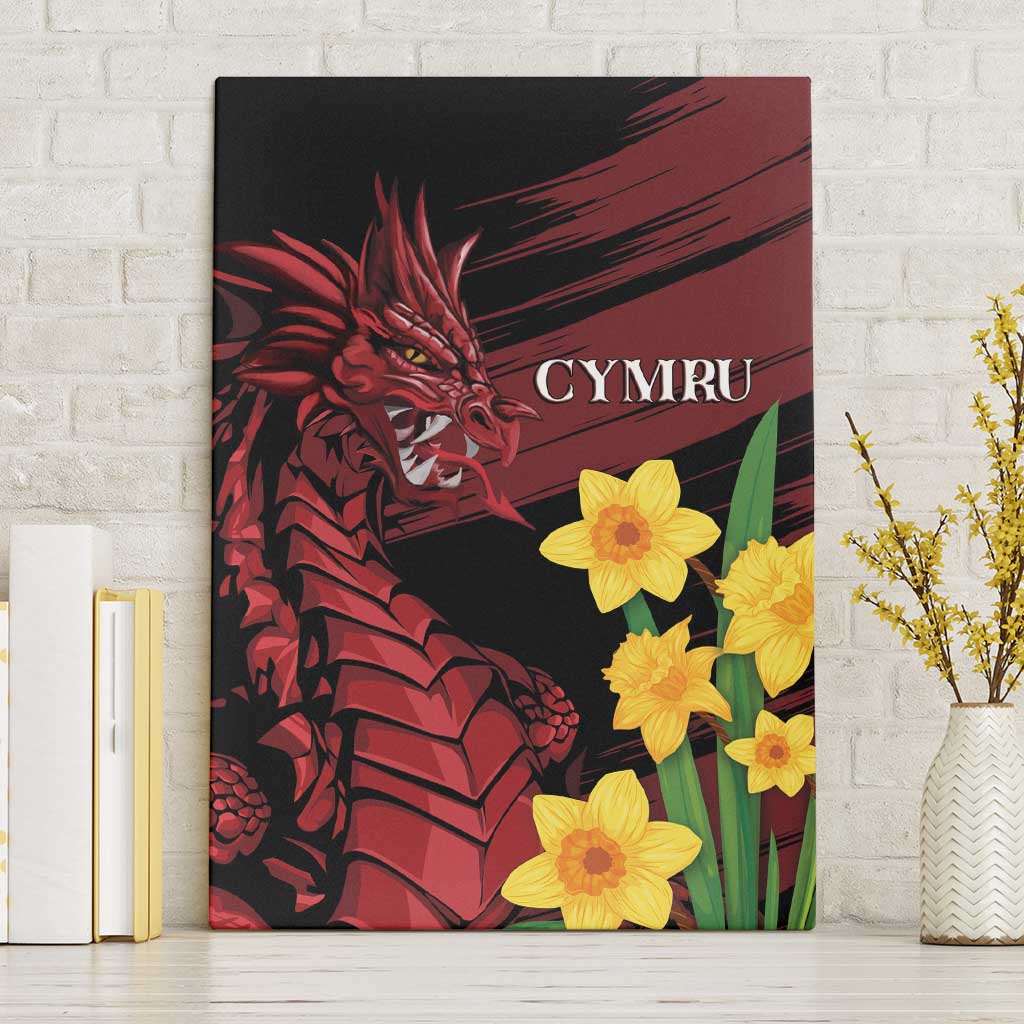 Wales Cymru Am Byth Canvas Wall Art Dragon & Daffodil