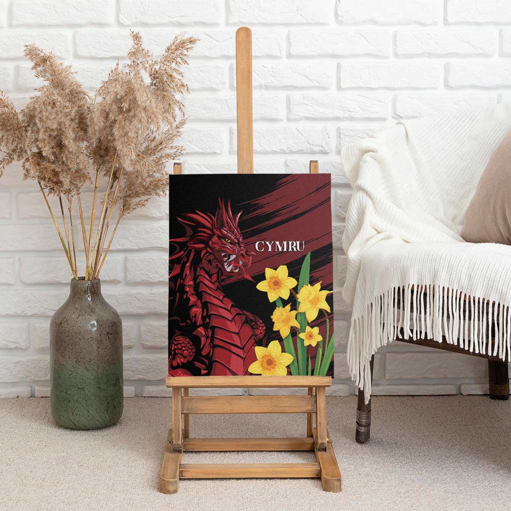 Wales Cymru Am Byth Canvas Wall Art Dragon & Daffodil