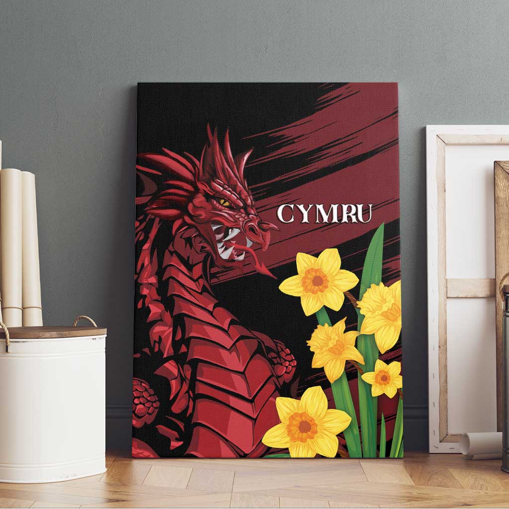 Wales Cymru Am Byth Canvas Wall Art Dragon & Daffodil