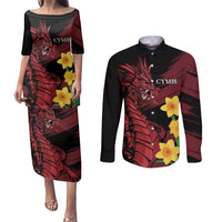 Wales Cymru Am Byth Couples Matching Puletasi and Long Sleeve Button Shirt Dragon & Daffodil