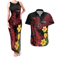 Wales Cymru Am Byth Couples Matching Tank Maxi Dress and Hawaiian Shirt Dragon & Daffodil
