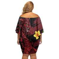 Wales Cymru Am Byth Family Matching Off Shoulder Short Dress and Hawaiian Shirt Dragon & Daffodil LT7 - Wonder Print Shop