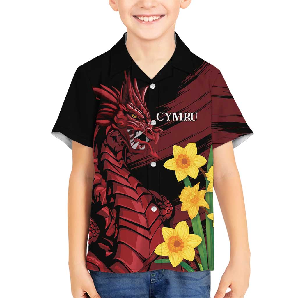Wales Cymru Am Byth Family Matching Puletasi and Hawaiian Shirt Dragon & Daffodil