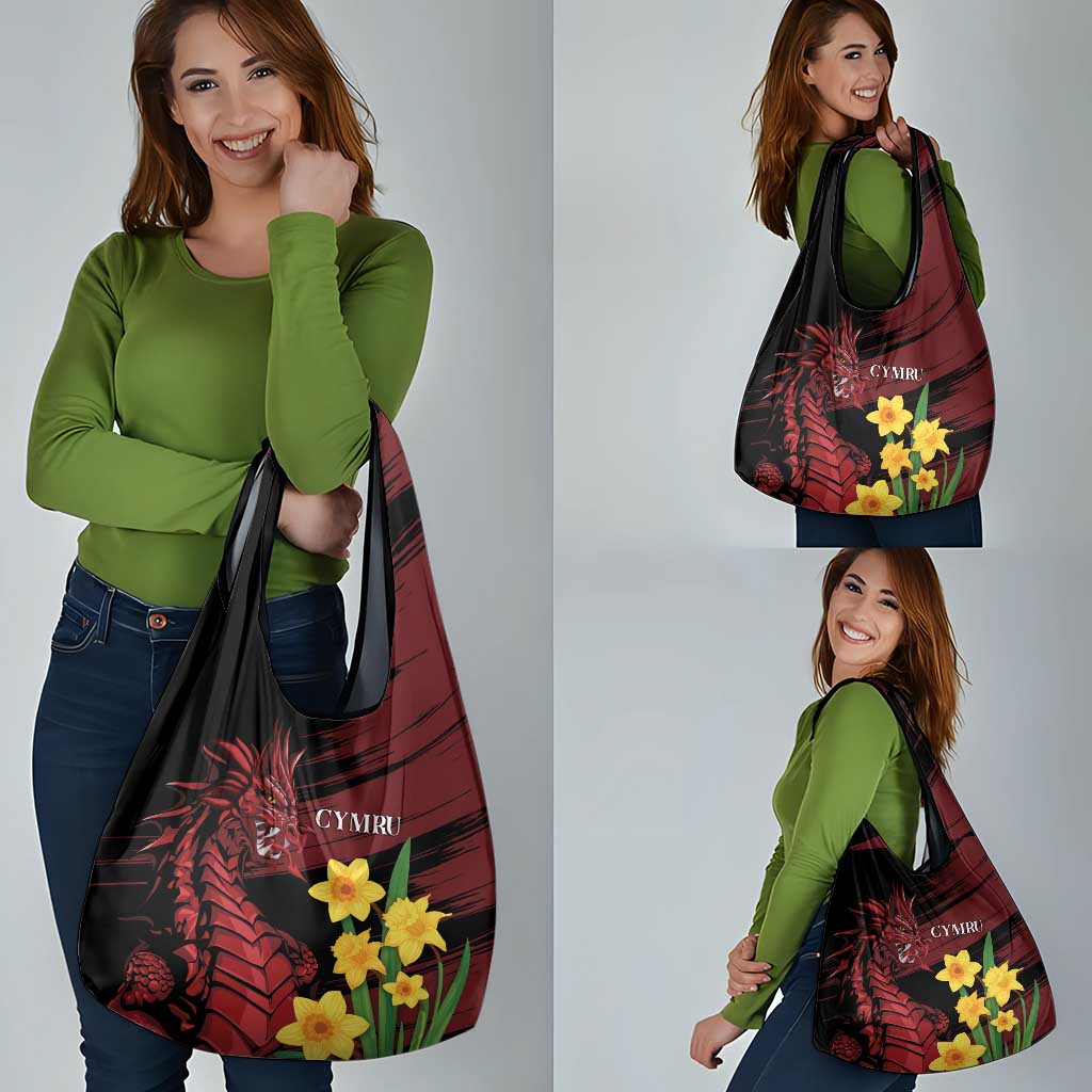 Wales Cymru Am Byth Grocery Bag Dragon & Daffodil