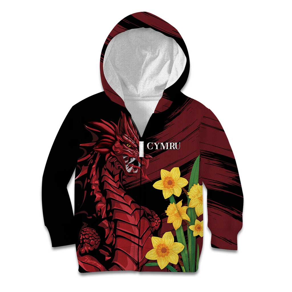 Wales Cymru Am Byth Kid Hoodie Dragon & Daffodil - Wonder Print Shop