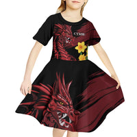 Wales Cymru Am Byth Kid Short Sleeve Dress Dragon & Daffodil - Wonder Print Shop