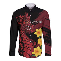 Wales Cymru Am Byth Long Sleeve Button Shirt Dragon & Daffodil