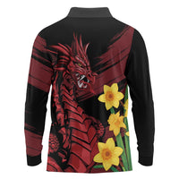 Wales Cymru Am Byth Long Sleeve Polo Shirt Dragon & Daffodil - Wonder Print Shop