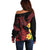 Wales Cymru Am Byth Off Shoulder Sweater Dragon & Daffodil - Wonder Print Shop