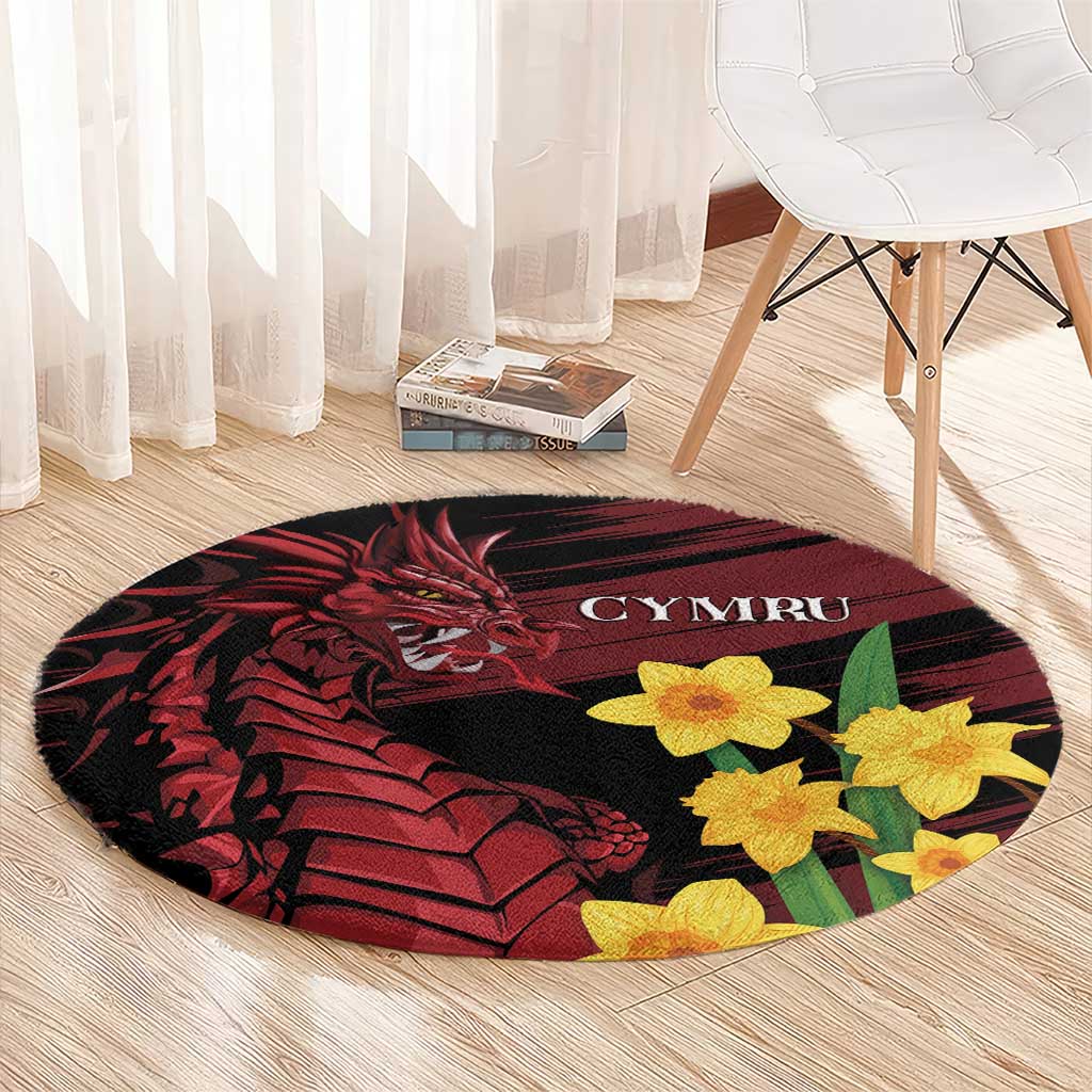 Wales Cymru Am Byth Round Carpet Dragon & Daffodil - Wonder Print Shop