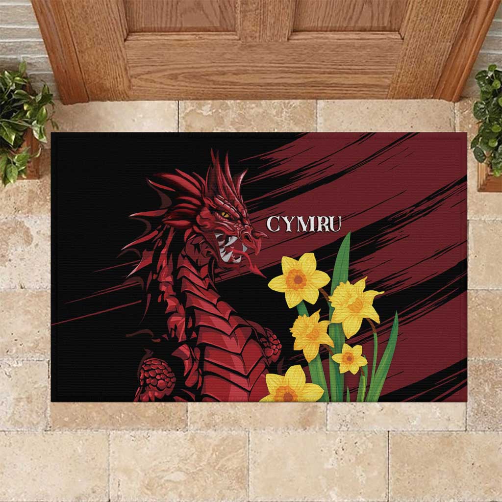 Wales Cymru Am Byth Rubber Doormat Dragon & Daffodil - Wonder Print Shop