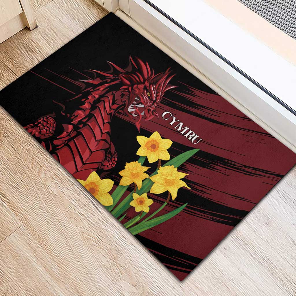 Wales Cymru Am Byth Rubber Doormat Dragon & Daffodil - Wonder Print Shop