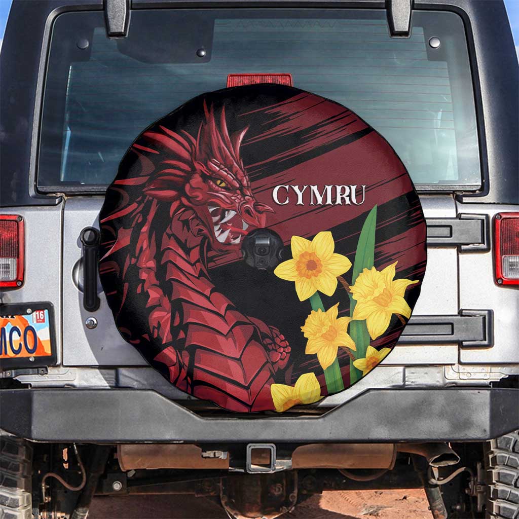 Wales Cymru Am Byth Spare Tire Cover Dragon & Daffodil - Wonder Print Shop