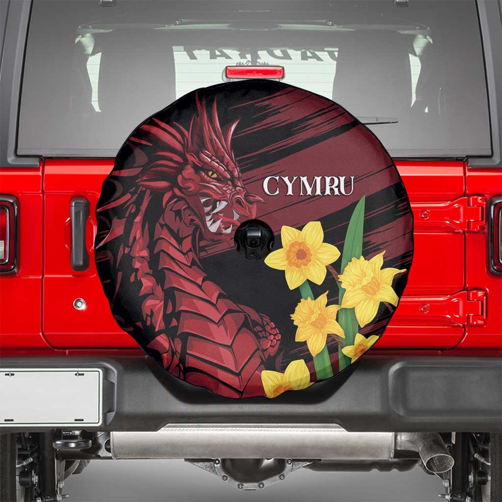 Wales Cymru Am Byth Spare Tire Cover Dragon & Daffodil - Wonder Print Shop