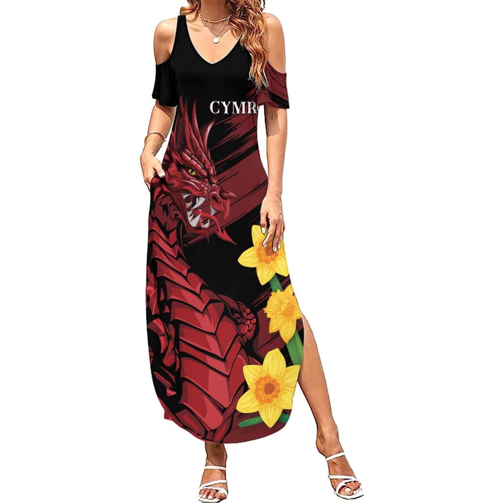 Wales Cymru Am Byth Summer Maxi Dress Dragon & Daffodil - Wonder Print Shop