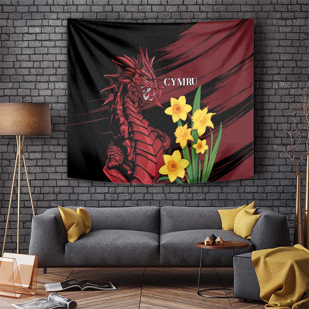 Wales Cymru Am Byth Tapestry Dragon & Daffodil - Wonder Print Shop