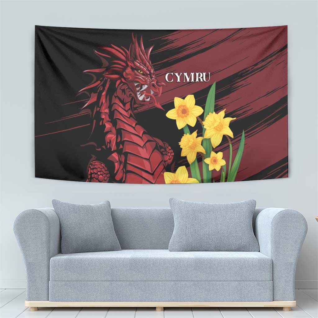 Wales Cymru Am Byth Tapestry Dragon & Daffodil - Wonder Print Shop