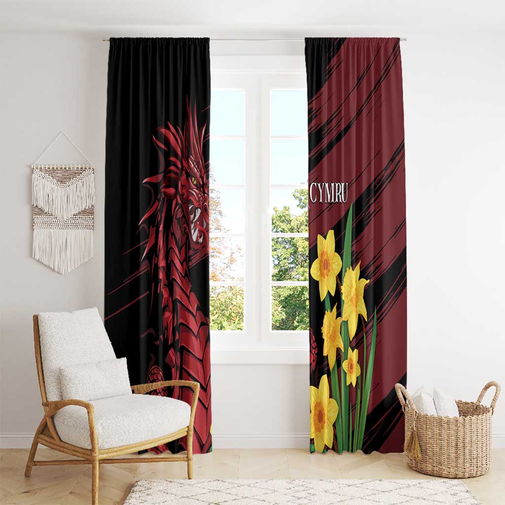 Wales Cymru Am Byth Window Curtain Dragon & Daffodil - Wonder Print Shop
