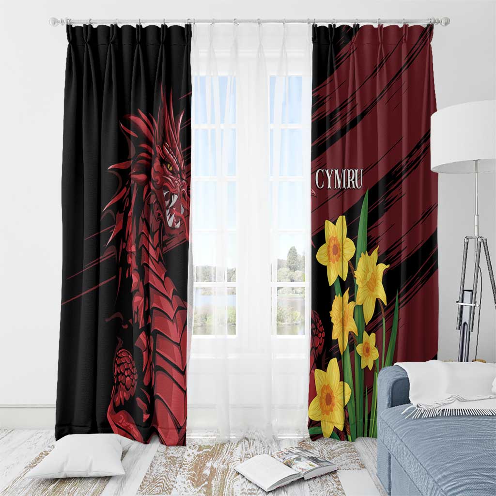 Wales Cymru Am Byth Window Curtain Dragon & Daffodil - Wonder Print Shop