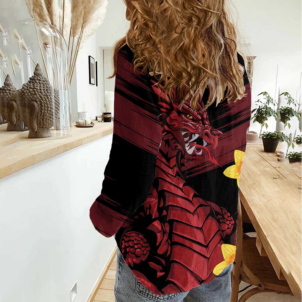 Wales Cymru Am Byth Women Casual Shirt Dragon & Daffodil - Wonder Print Shop