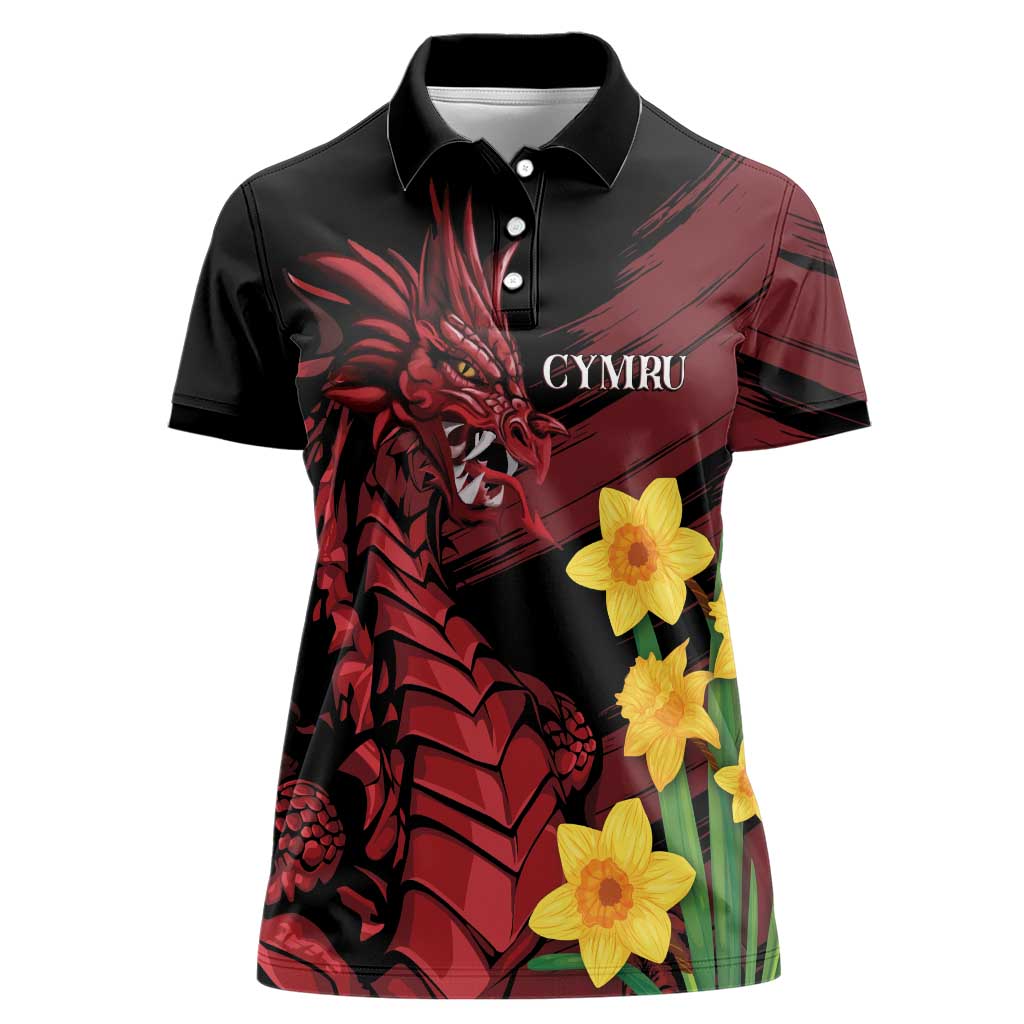 Wales Cymru Am Byth Women Polo Shirt Dragon & Daffodil - Wonder Print Shop