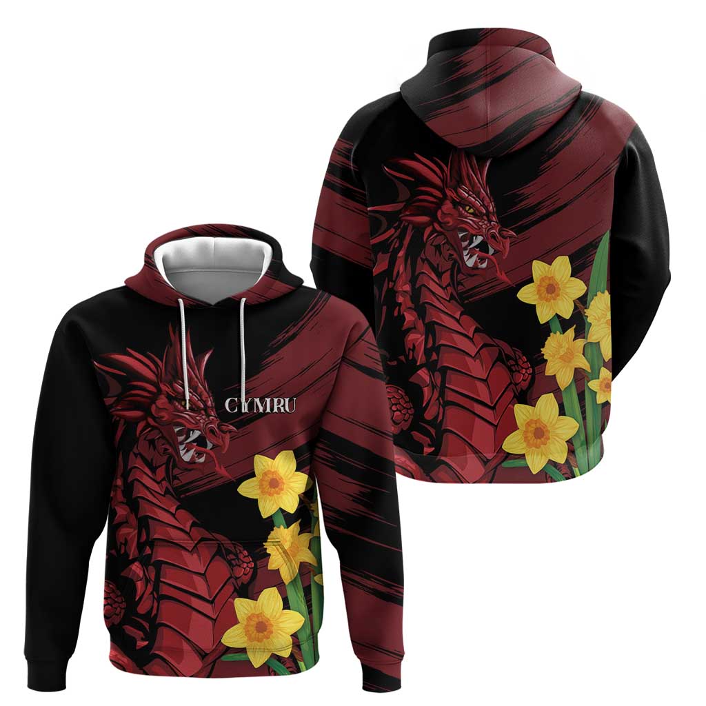 Wales Cymru Am Byth Zip Hoodie Dragon & Daffodil - Wonder Print Shop