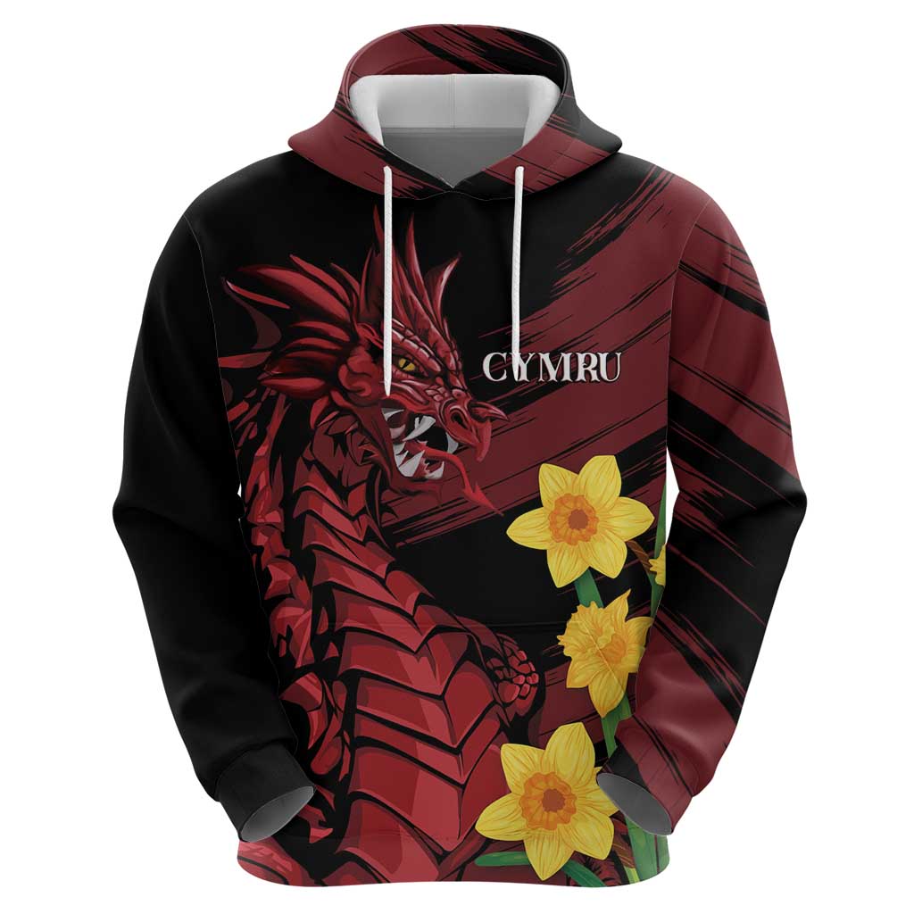 Wales Cymru Am Byth Zip Hoodie Dragon & Daffodil - Wonder Print Shop