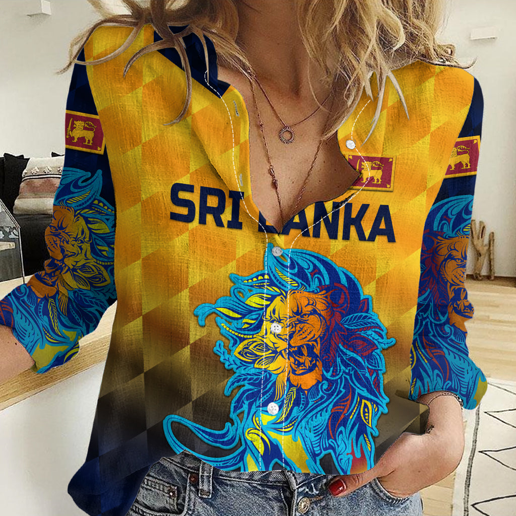 (Custom Personalised) Sri Lanka Cricket Women Casual Shirt The Lions Pride Version - Yellow LT8 - Wonder Print Shop
